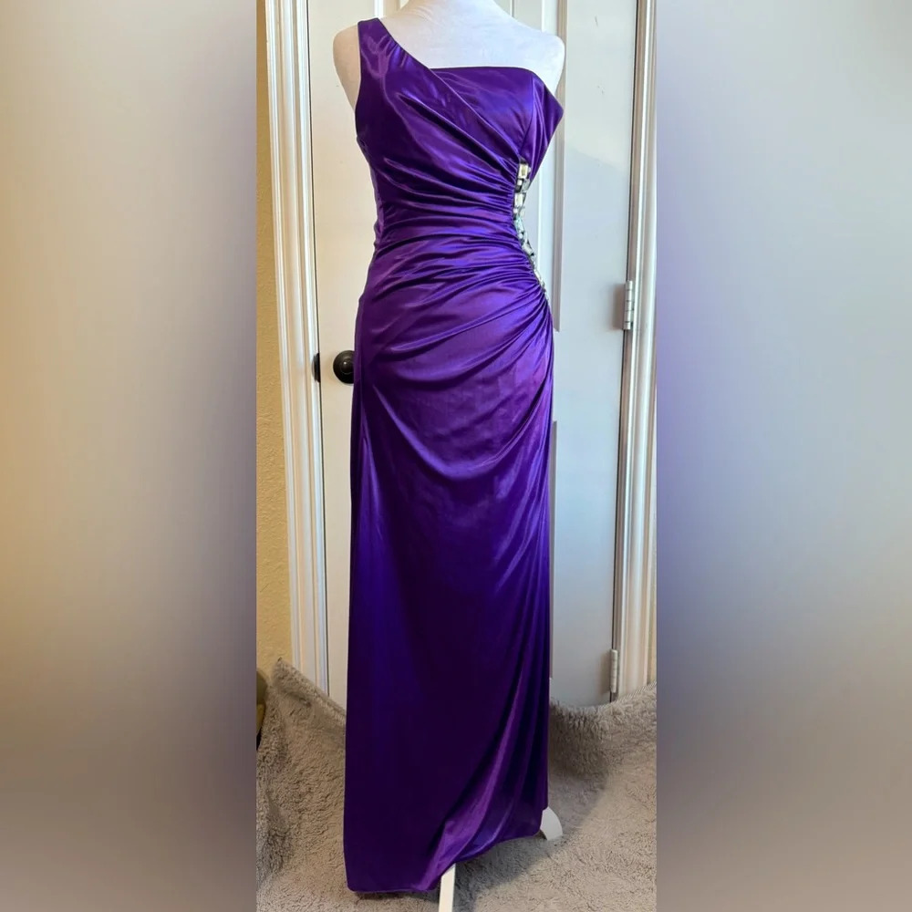 Gorgeous Purple Satin Gown with Bling